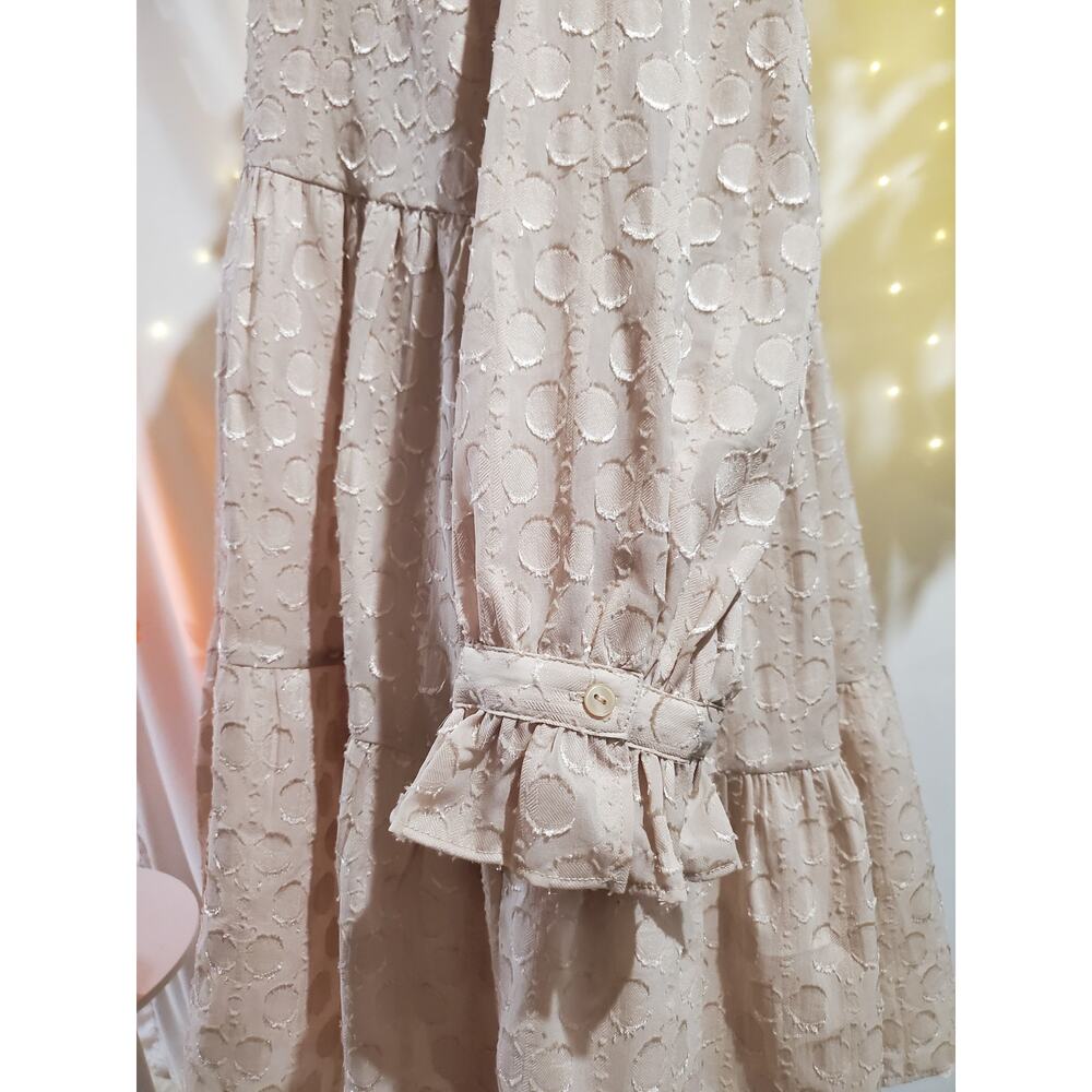 H&M NWT Tiered Ruffle Cream Victorian Cottage Prairie Midi Dress Womens Size 14 - Picture 6 of 11
